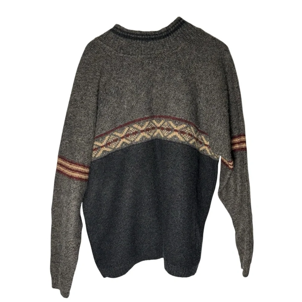 Vintage Woolrich Fair Isle wool sweater Men's Size XLarge Gray Made in the USA - Picture 4 of 6